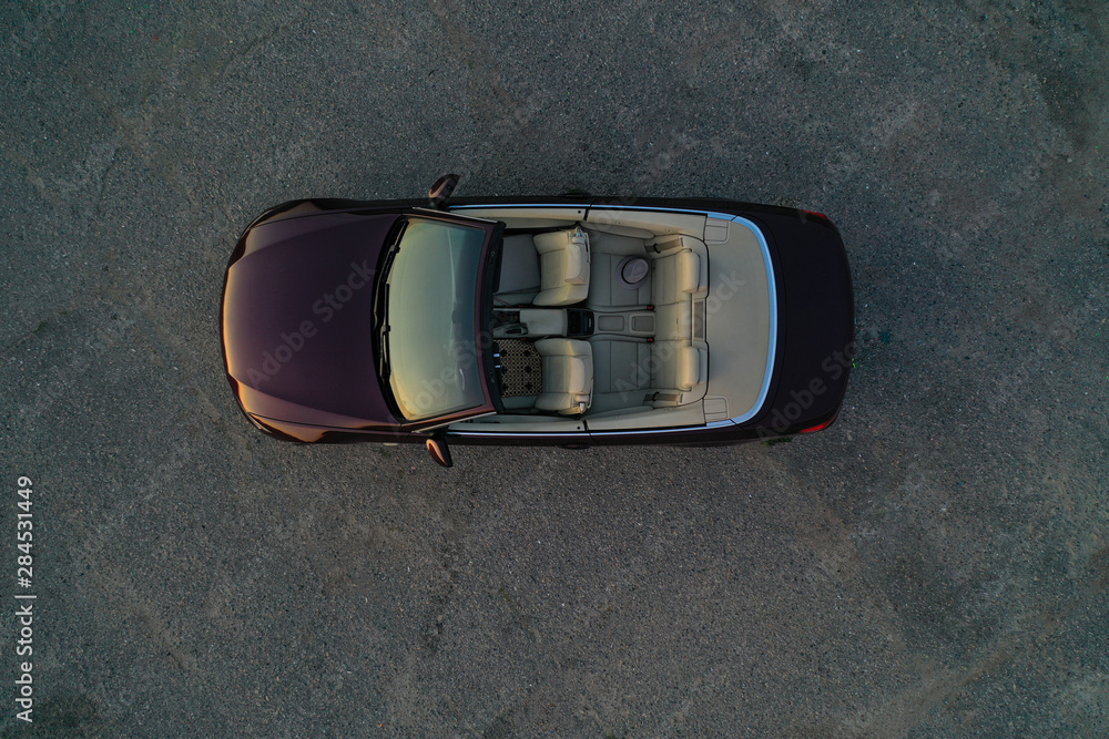 car convertible top view, brown