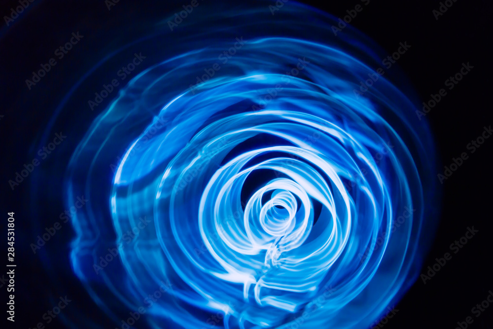 Sound waves in the dark. Blue color Sound waves in the dark. Blue color