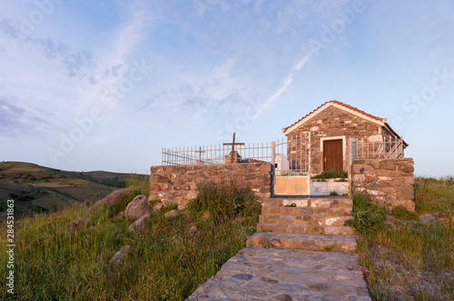 The pretty little church of Saint Minas in Agios Efstratios island  Greece