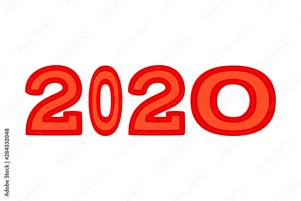 Cartoon red 2020 different width characters Cartoon red 2020 different width characters