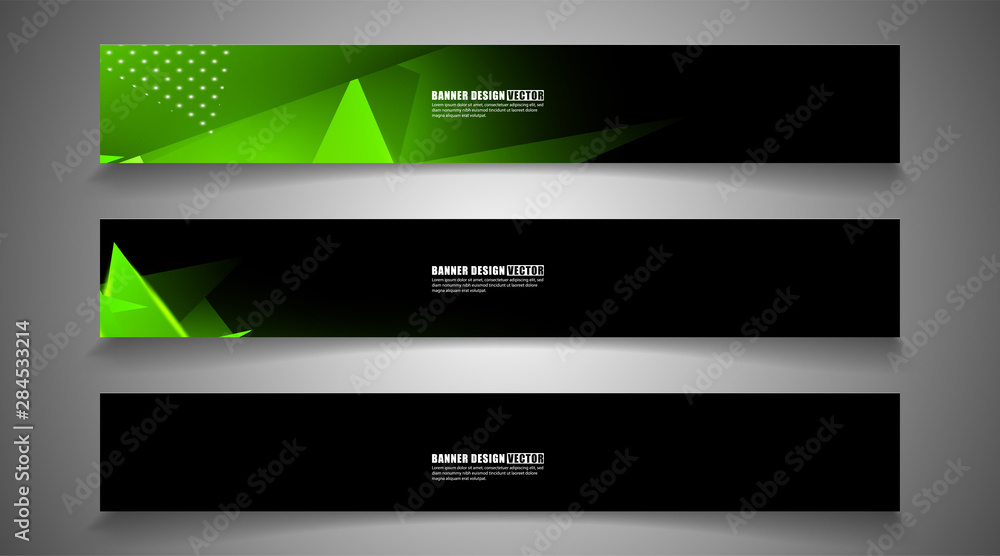 set the triangle background light header banner. Abstract composition of 3D triangles. Modern geometric green backgrounds isolated black set the triangle background light header banner. Abstract composition of 3D triangles. Modern geometric green backgrounds isolated black