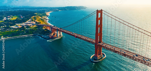 Aerial view of the Golden Gate Bridge in San Francisco, CA