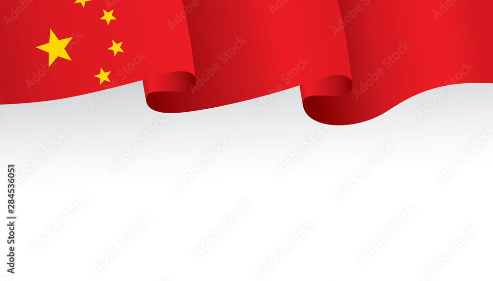 China flag ribbon isolated on white background. Vector illustration