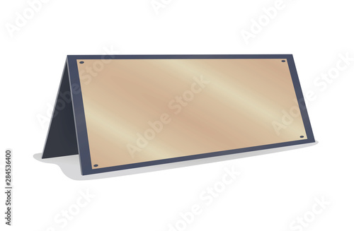 Blank grey table name card. vector illustration