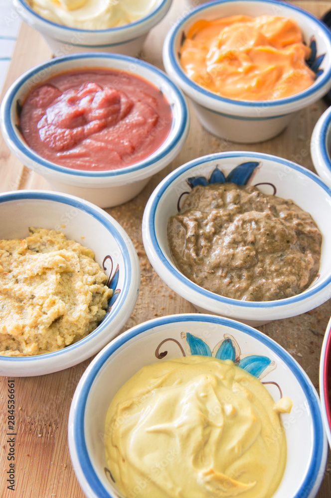 Sauce assortment on the table