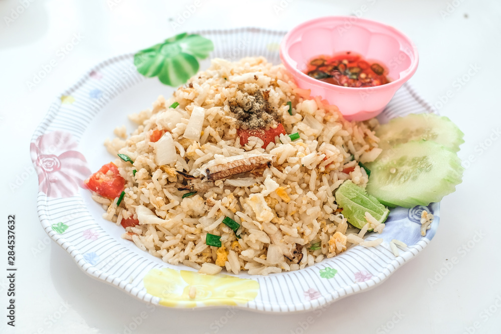Crab Fried Rice with vegetable- Fried rice thai style Asia Thailand Crab Fried Rice with vegetable- Fried rice thai style Asia Thailand