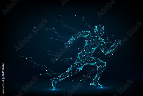 Running man polygonal. Abstract vector illustration of run.