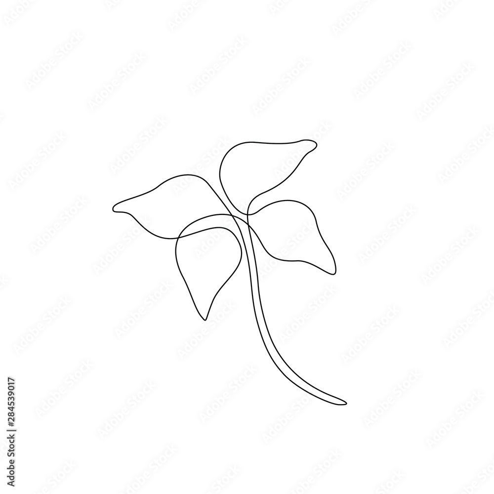 Naklejka premium Abstract flower continuous line drawing, tattoo, print for clothes, logo and design for web or app, silhouette single line on a white background, isolated vector illustration.