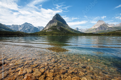 Crystalline Waters of Swiftcurrent Lake at Many Glacier (Glacier National Park, MT) photo