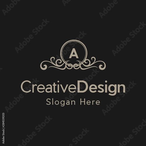 Elegant monogram design template with initial letter A. Luxury elegant ornament logo, Trendy logo design template. Simple and clear initials A with ornate frames