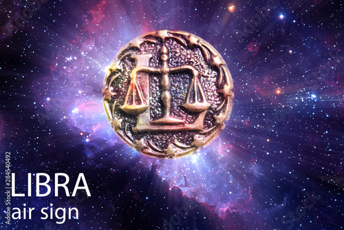 Zodiac sign symbol Libra over stars and galaxy like astrology concept 