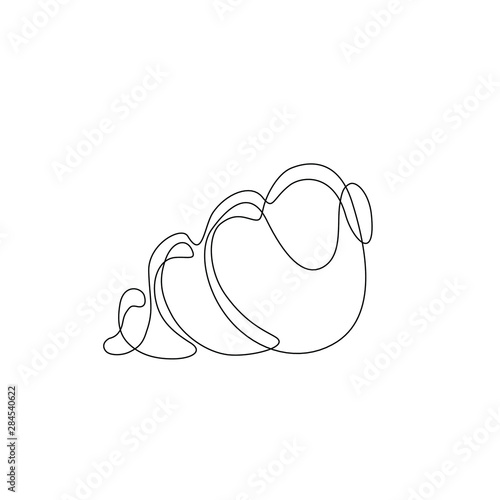 Sea shell continuous line drawing, single line on a white background, isolated vector illustration, tattoo, print and logo design.