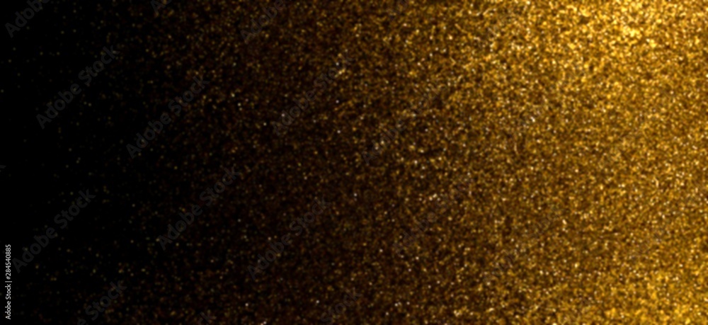 Golden dust on dark background. Wide stripe sand grains abstract pattern.