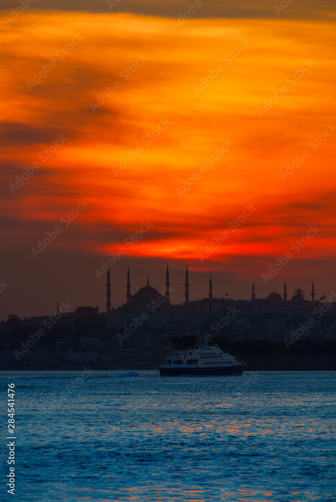 Istanbul, Turkey, 6 May 2008: Sunset at Hagia Sophia, Sultanahmet
