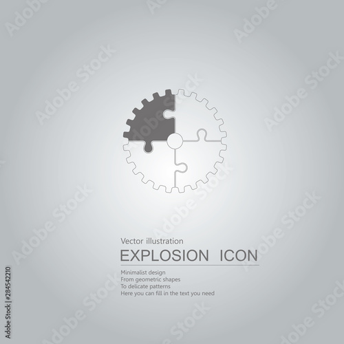 Vector drawn gear puzzle. The background is a gray gradient.