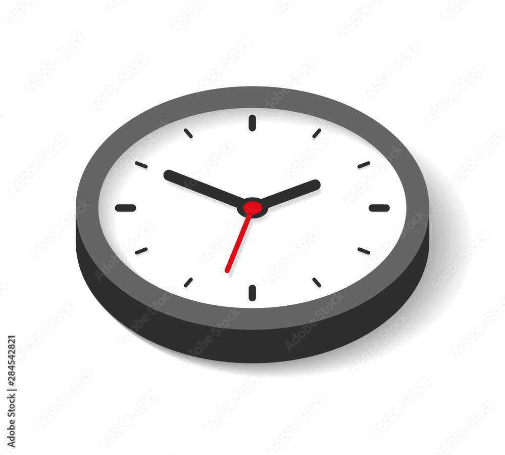 3d Clock icon in flat style, timer on white background. Business watch. Vector design element for you project 3d Clock icon in flat style, timer on white background. Business watch. Vector design element for you project