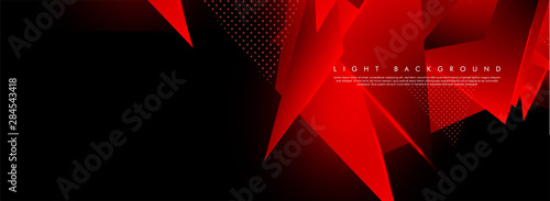 Triangular background. Abstract composition of 3D triangles. Modern geometric red background insulated black