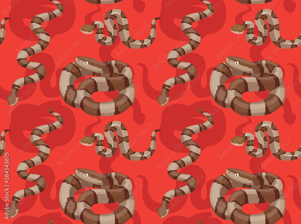 Snake Copperhead Cartoon Background Seamless Wallpaper Stock Vector