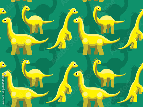 Dinosaur Cute Sonorasaurus Cartoon Background Seamless Wallpaper
