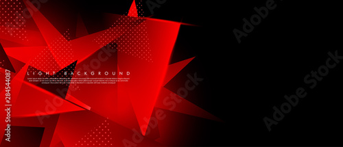 Triangular background. Abstract composition of 3D triangles. Modern geometric red background insulated black