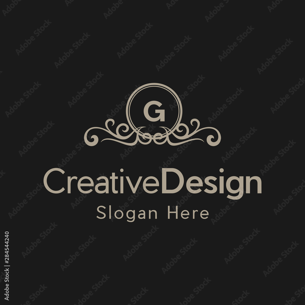 Elegant monogram design template with initial letter G. Luxury elegant ornament logo, Trendy logo design template. Simple and clear initials G with ornate frames