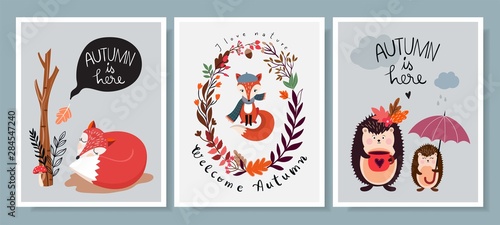 Autumn cards/invitation with seasonal design