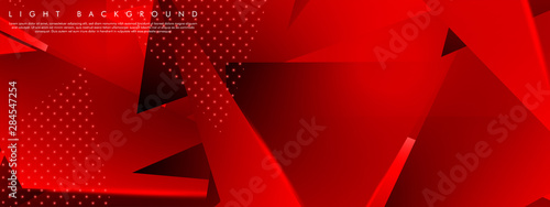 Triangular background. Abstract composition of 3D triangles. Modern geometric red background insulated black
