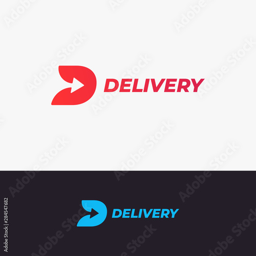 Delivery logo design. Letter D with arrow