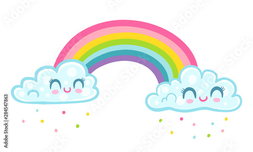 panda  with unicorn horn on rainbow photo