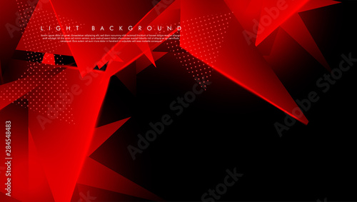 Triangular background. Abstract composition of 3D triangles. Modern geometric red background insulated black