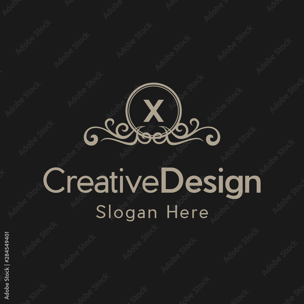 Elegant monogram design template with initial letter X. Luxury elegant ornament logo, Trendy logo design template. Simple and clear initials X with ornate frames