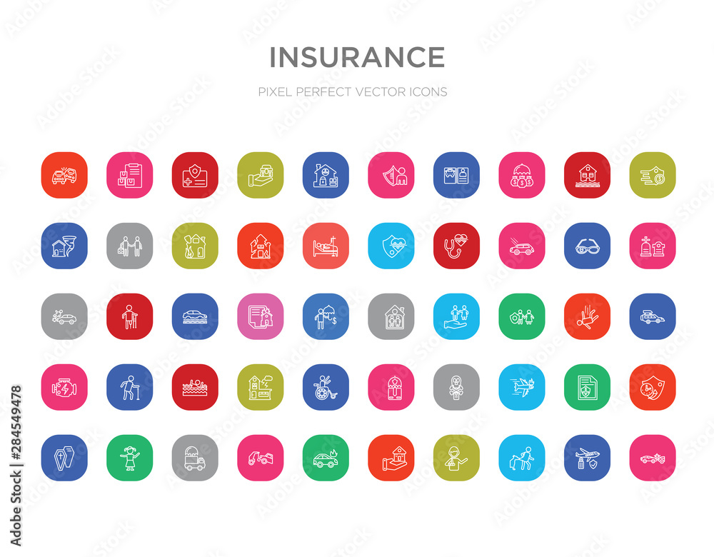 50 insurance colorful outline icons set. can be use for web mobile 50 insurance colorful outline icons set. can be use for web mobile