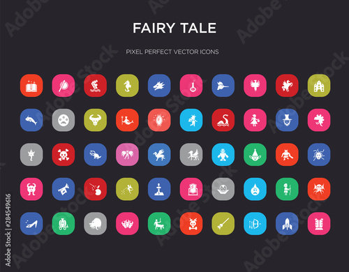 50 fairy tale colorful icons set. can be use for web mobile