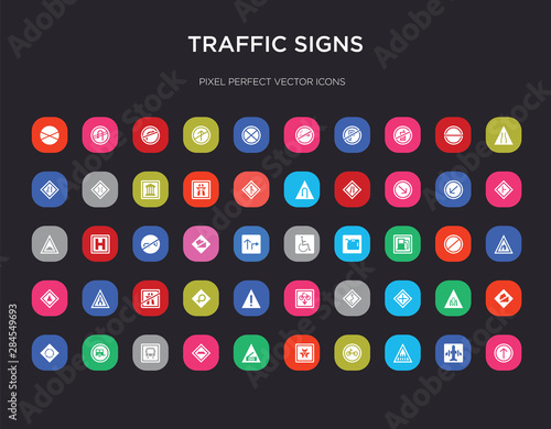 50 traffic signs colorful icons set. can be use for web mobile