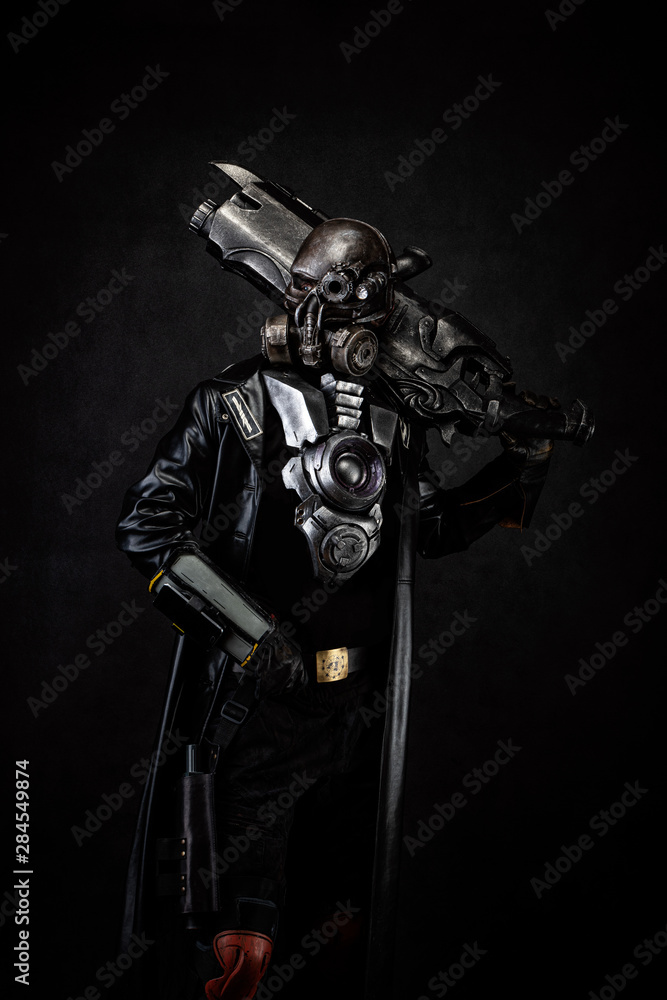 Naklejka premium Post apocalyptic cyborg warrior 