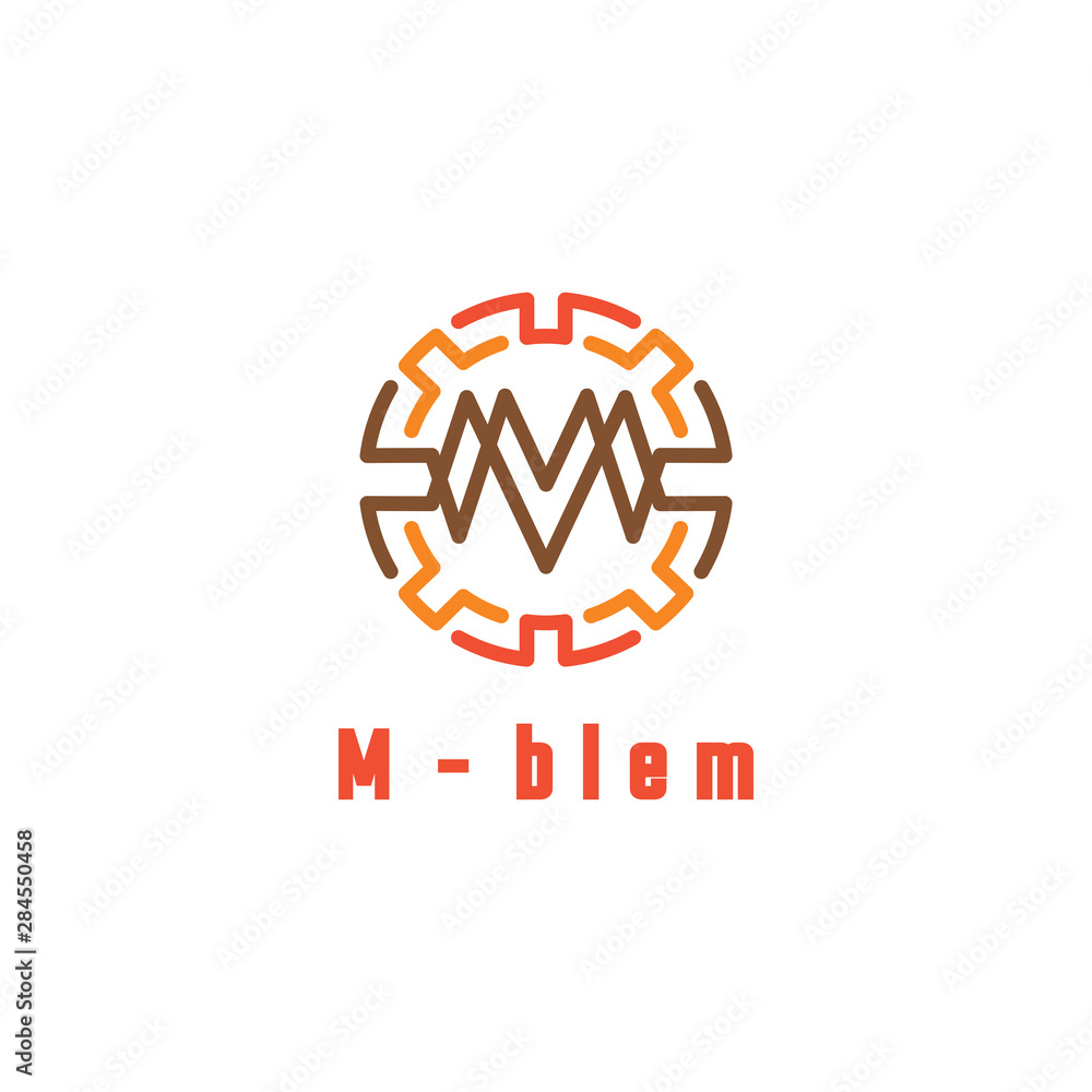 m letter logo in line design inside circle m letter logo in line design inside circle