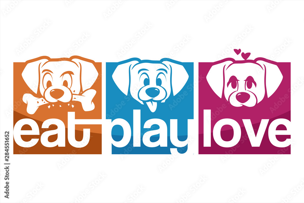 Obraz premium Dog Eat Play Love Logo Vector