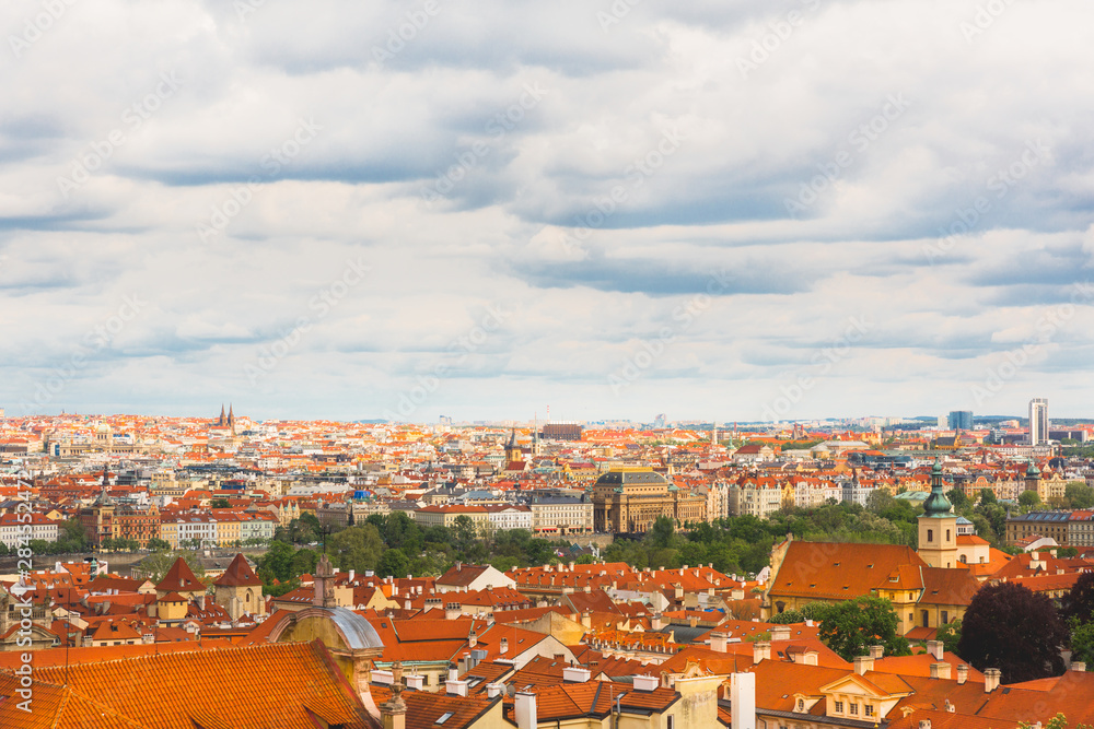 Obraz premium Ancient European town cityscape, house roofs view
