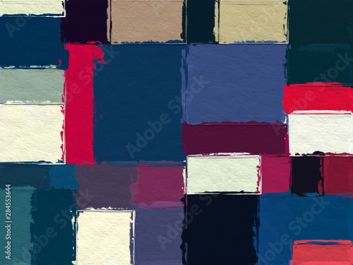 illustration graphic design geometric color block pattern background with rough paper texture background