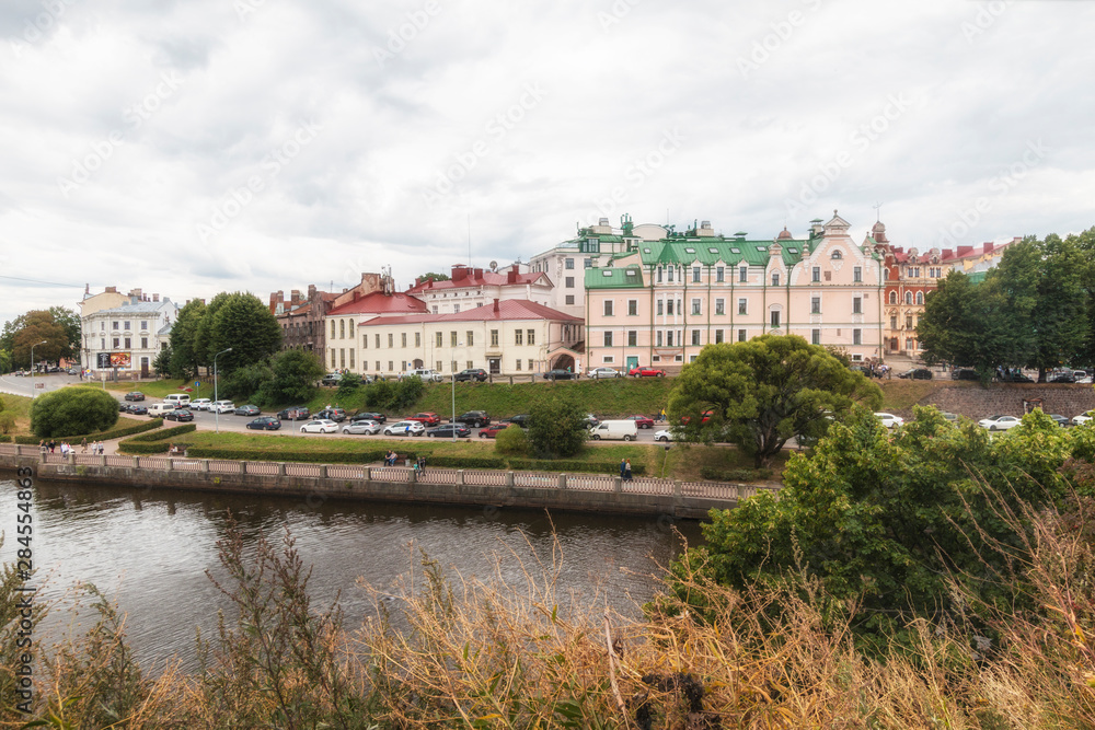 Vyborg, Russia - The streets of Vyborg. View of the city from the Vyborg castle. Leningrad region.