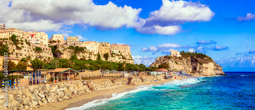 Italian summer holidays - beautiful Tropea town with great beach. Calabria, Italy
