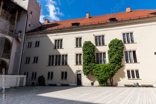 Building facade in Wawel castle  Krakow  Poland