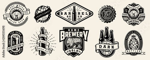 Obraz na płótnie Vintage brewing monochrome emblems