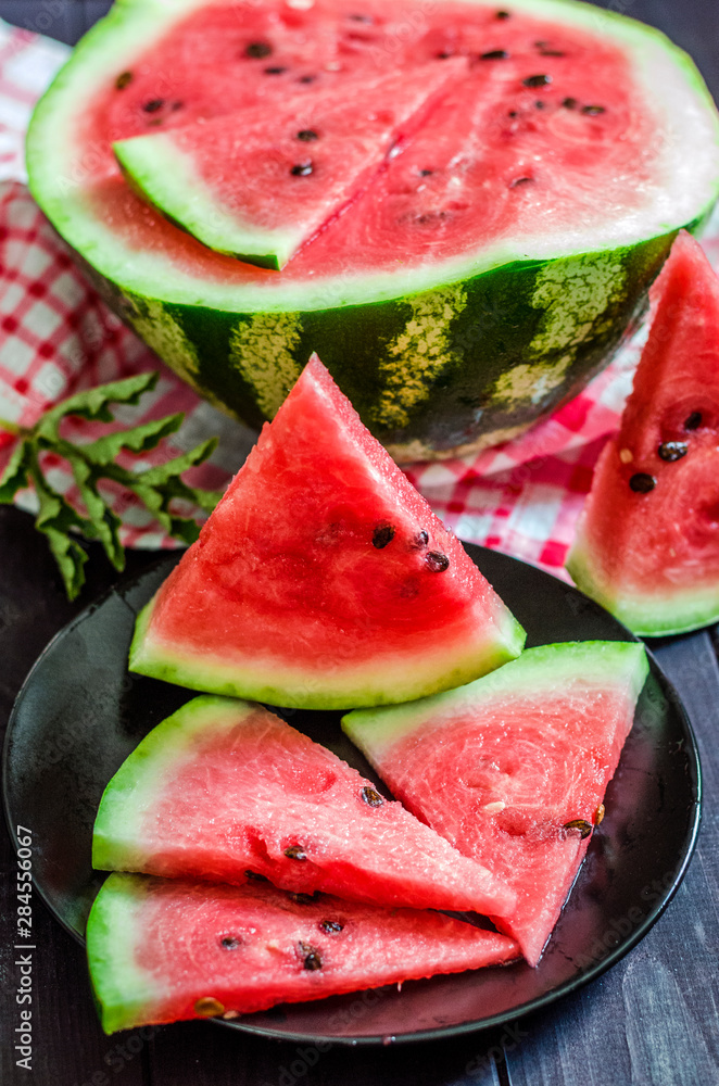 ripe watermelon on the table ripe watermelon on the table