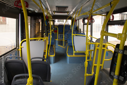 Salon of a medium-capacity bus operating in Moscow