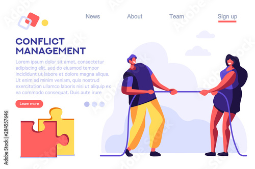 Mocking, Distress, Man Aggressive Conflict, Aggression. Character Flat People for Web Banner Infographics Images. Flat Illustration Isolated on White Background.