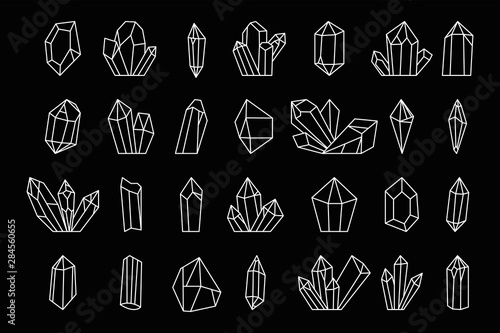 Vector set of hand drawn crystals.