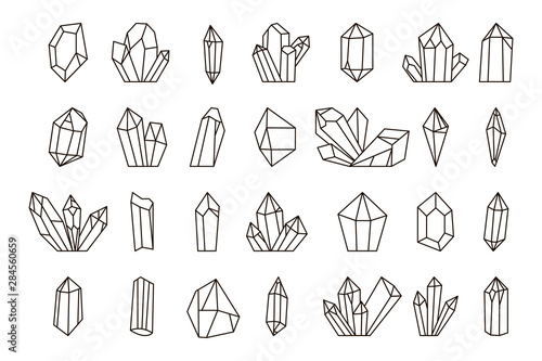 Vector set of hand drawn crystals.
