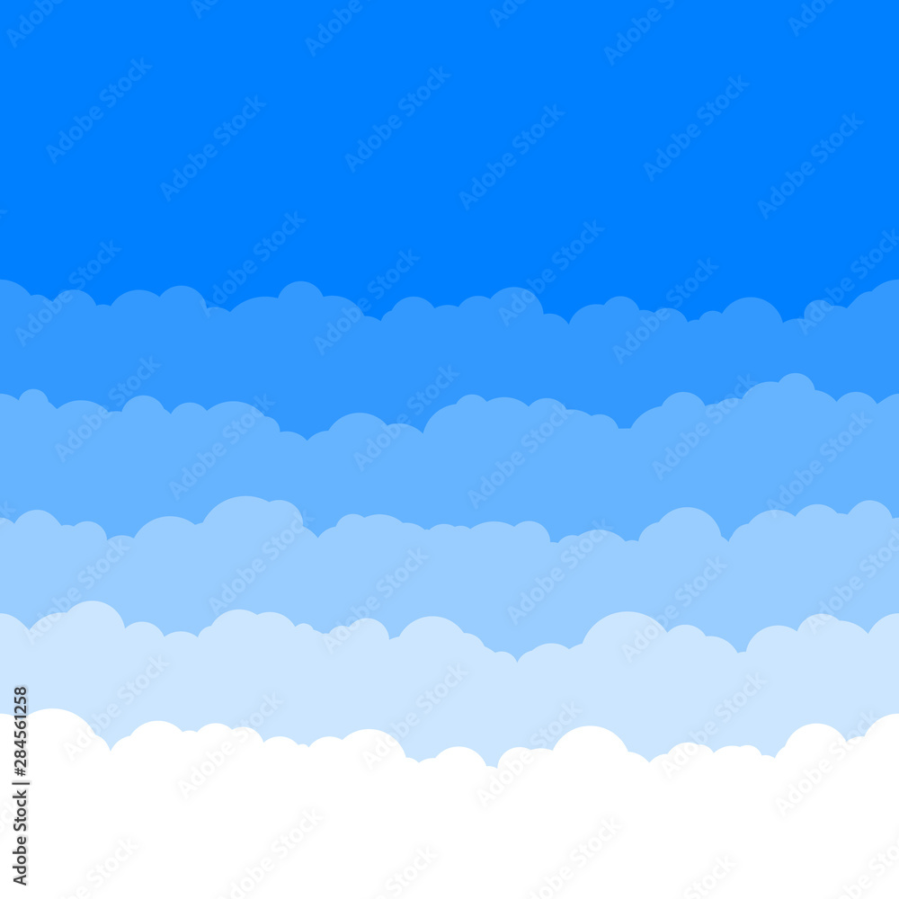 Horizontal seamless clouds. Skyline repeat texture. Blue Sky background. Paper clouds layers. Vector illustration Horizontal seamless clouds. Skyline repeat texture. Blue Sky background. Paper clouds layers. Vector illustration