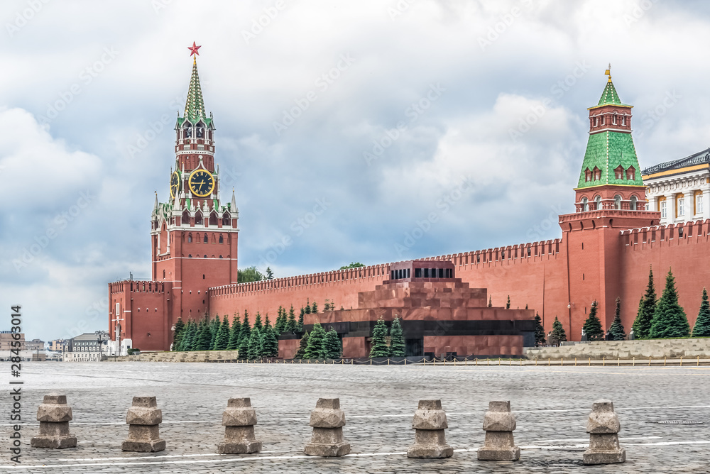 Moscow, Russia, Red square, Kremlin, mausoleum, chimes on the Spasskaya tower.